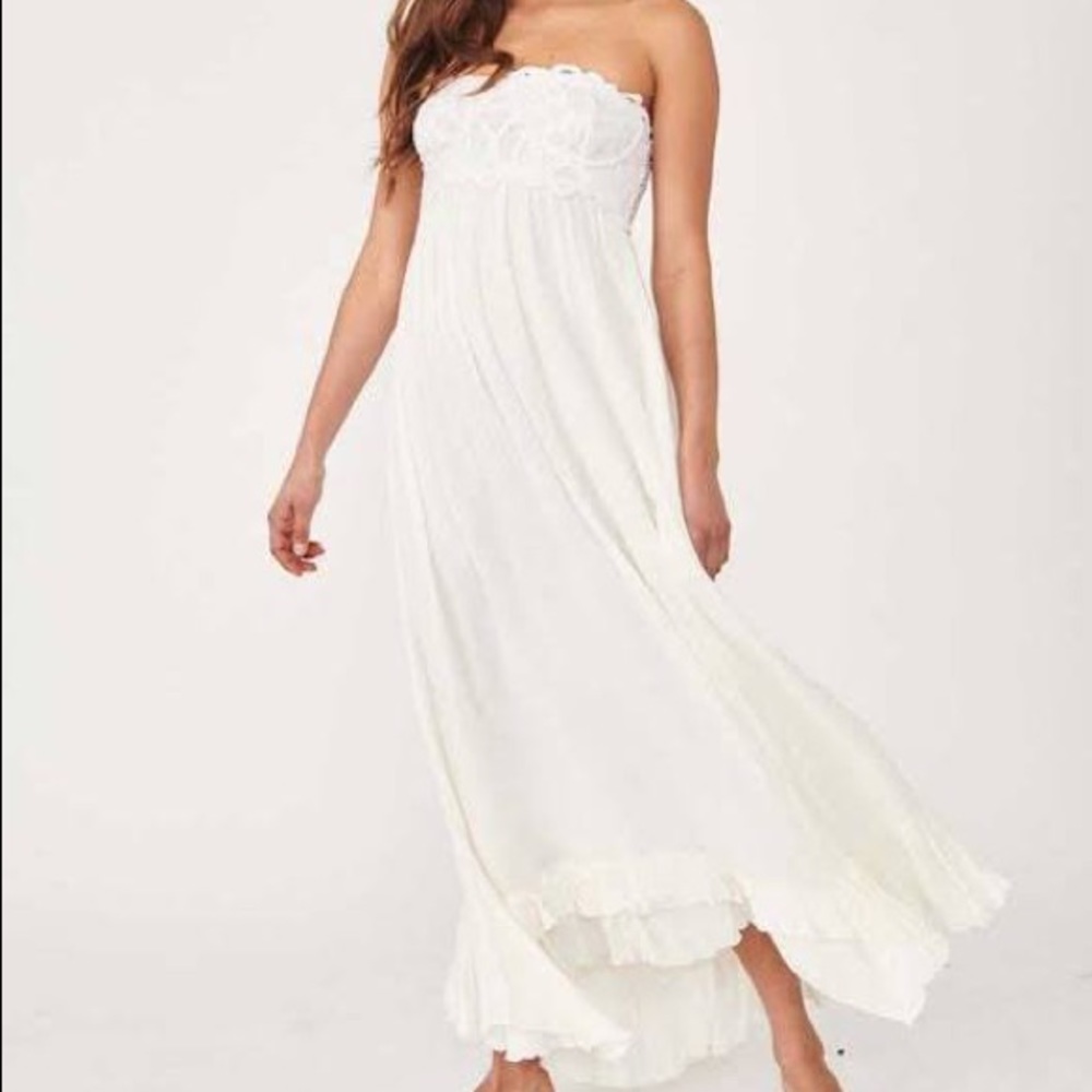 Strapless corset dress Free People white boho dress maxi dress open back - Picture 7 of 16